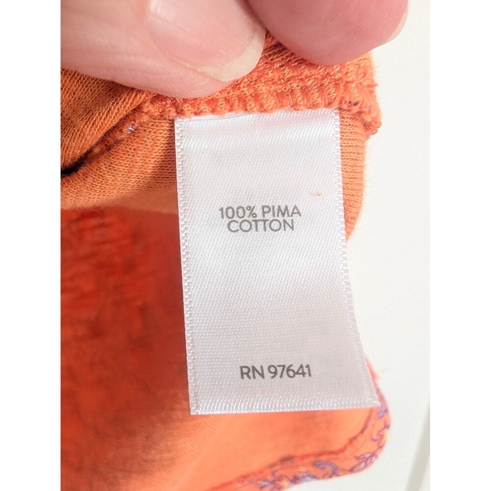 J.Jill Pima-Slub Scoop-Neck Side-Slit Tee Medium Petite Apricot Paisley - Picture 8 of 9
